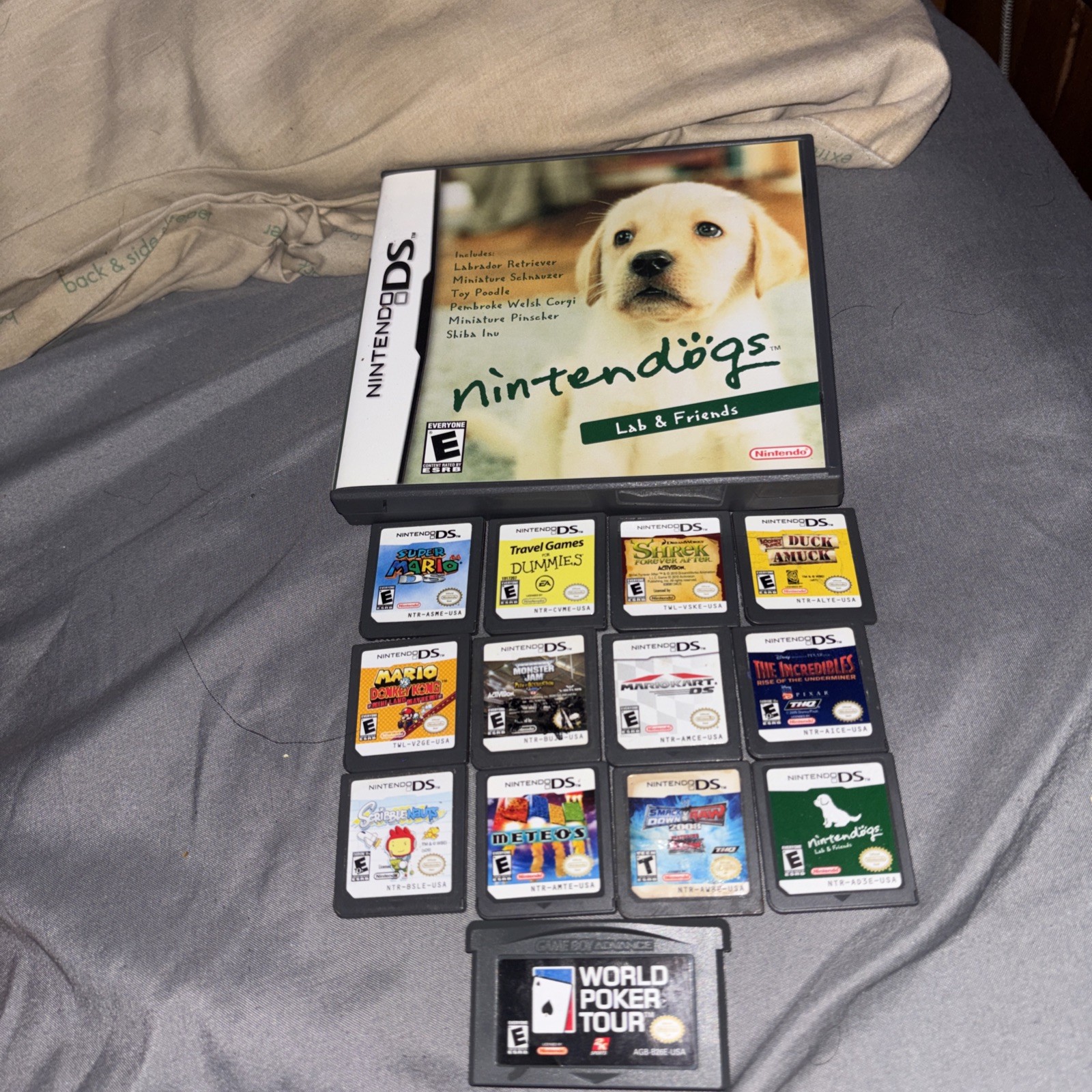Nintendo DS/GBA Game 14 game lot (Nintendogs, mariokart, meteos,super mario64)