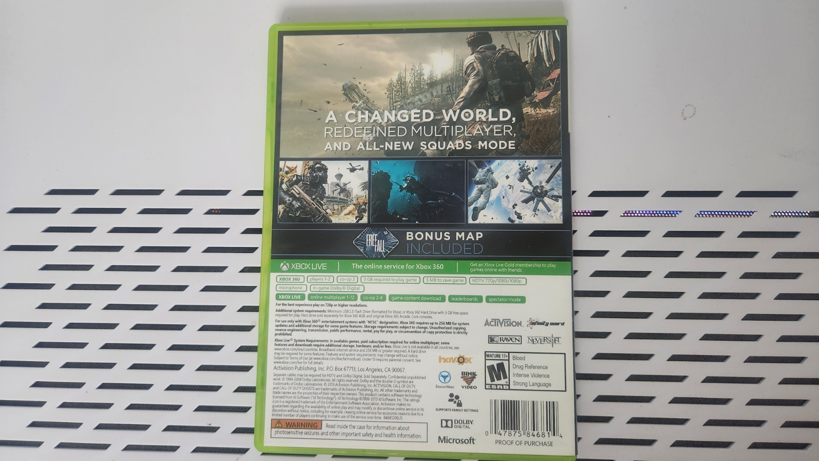 Call of Duty: Ghosts Xbox 360 w/ Bonus Map, Multiplayer, Online, Activision 2013