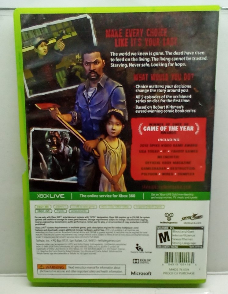 The Walking Dead: A Telltale Games Series (Xbox 360, 2012) Complete Tested