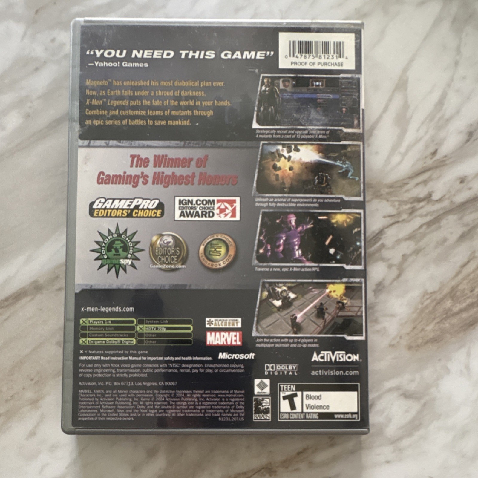 X-Men Legends Xbox Platinum Hits Game T Action Manual Included