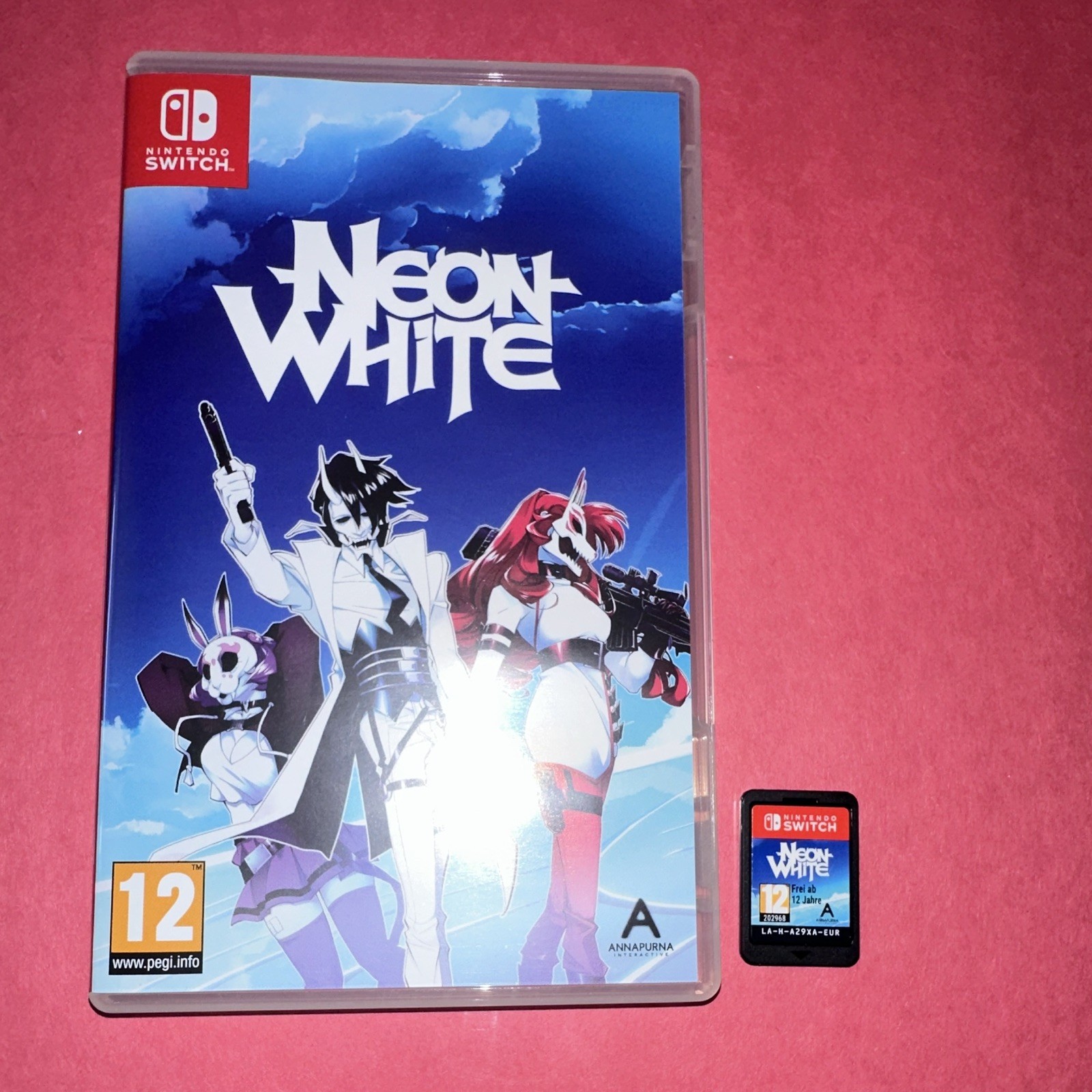 Neon White Nintendo Switch 2022 PEGI 12 PAL Manual Case and poster