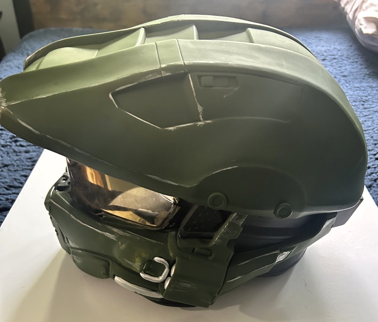 Halo Master Chief Spartan Helmet Costume Cosplay Mask Green Amber Visor Adult