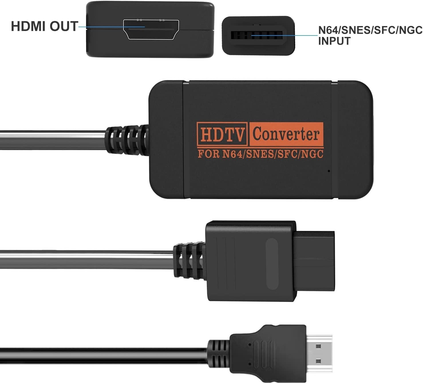 N64 HDMI Adapter, HDMI Converter with HDMI Cable for N64/Gamecube/SNES