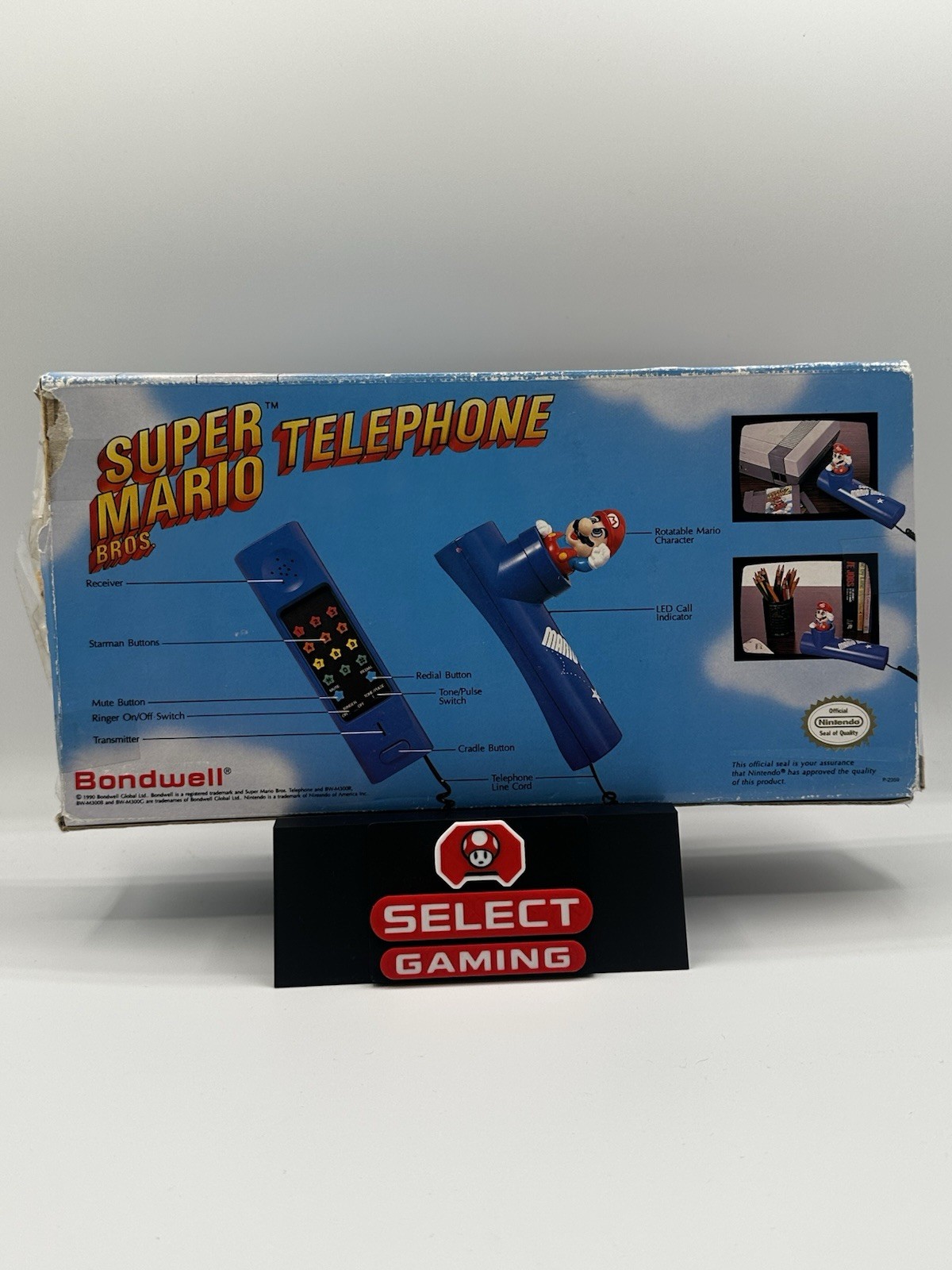 Super Mario Bros. Vintage 1990 Telephone Nintendo Blue Touch Working Condition