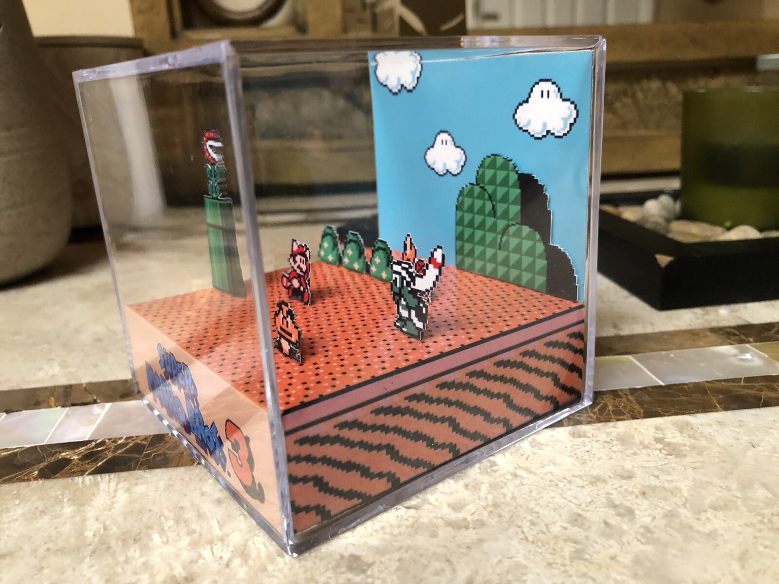Super Mario Bros 3 Nintendo NES 3D Cube Handmade Diorama Shadowbox