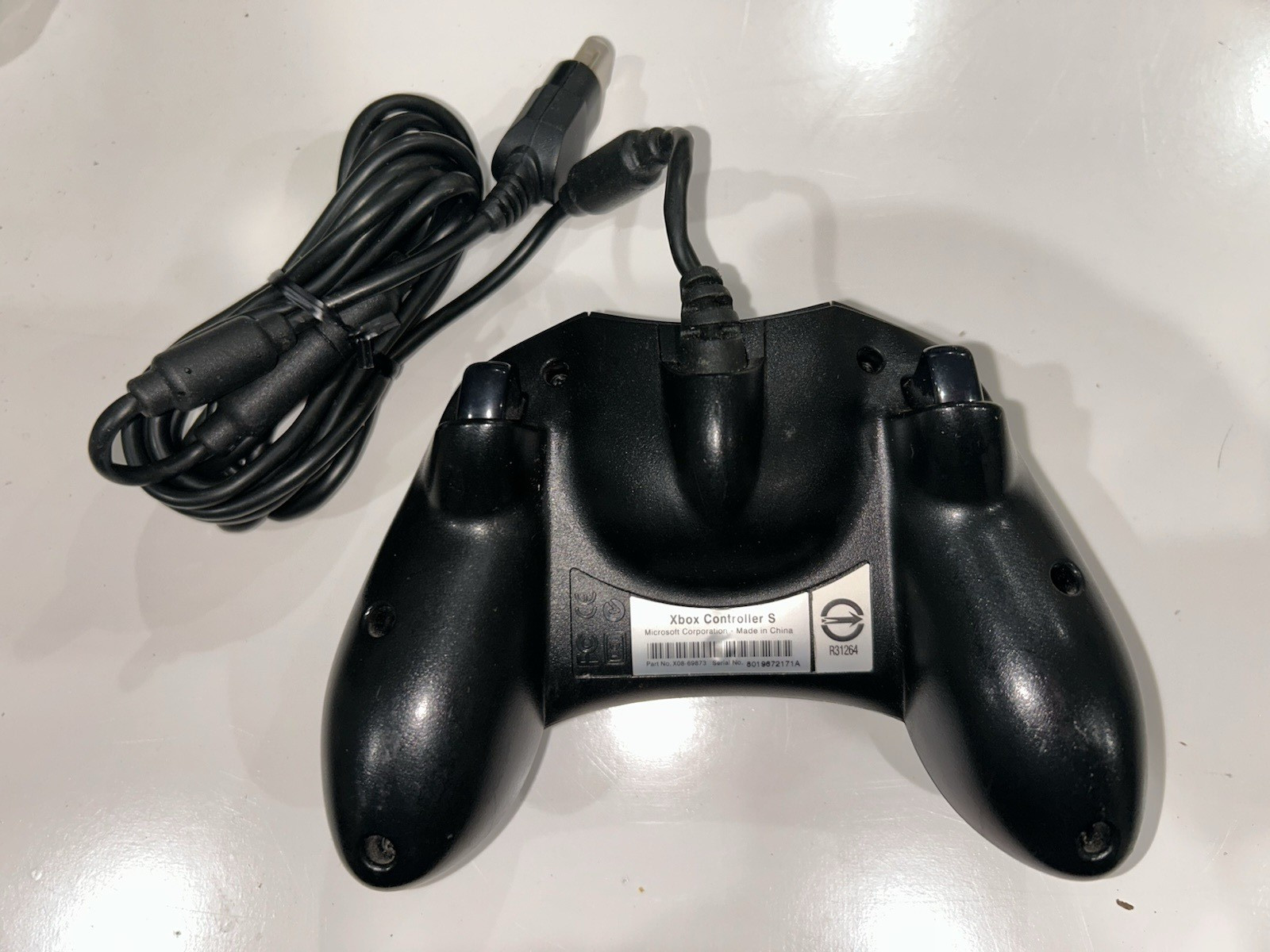 Original Xbox OEM S Type Black Controller with Breakaway Cable Cleaned & Tested!