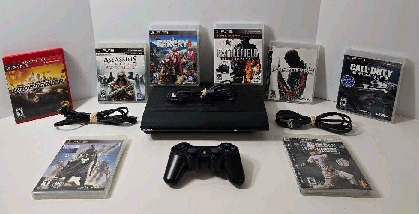 PlayStation 3 Super Slim 250GB Console 8 GAME MEGA BUNDLE! TESTED! SHIPS FREE🔥