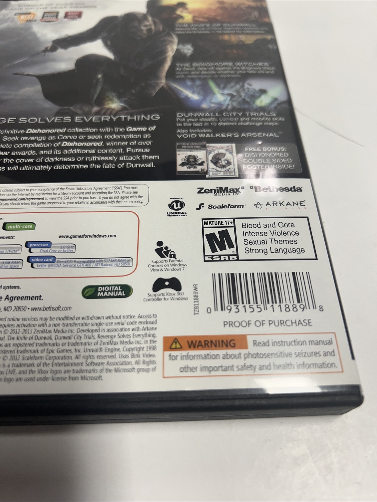 Dishonored Game of the Year Edition PC Windows CIB w/POSTER + Inserts