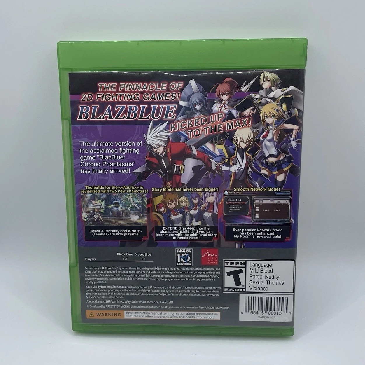 Blazblue Chrono Phantasma Extend- Xbox One, 2015- Arc System Works/ Aksys Games