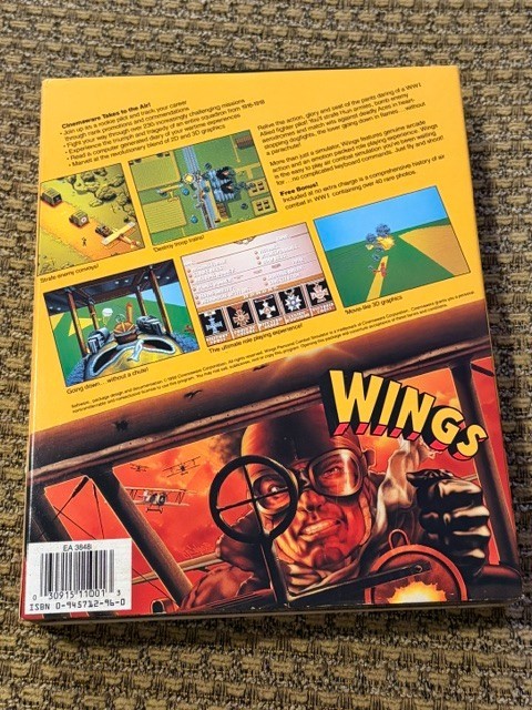 WINGS CINEMAWARE AMIGA GAME W/ BOX + PAPERS CLASSIC COMPUTER SEE PICS