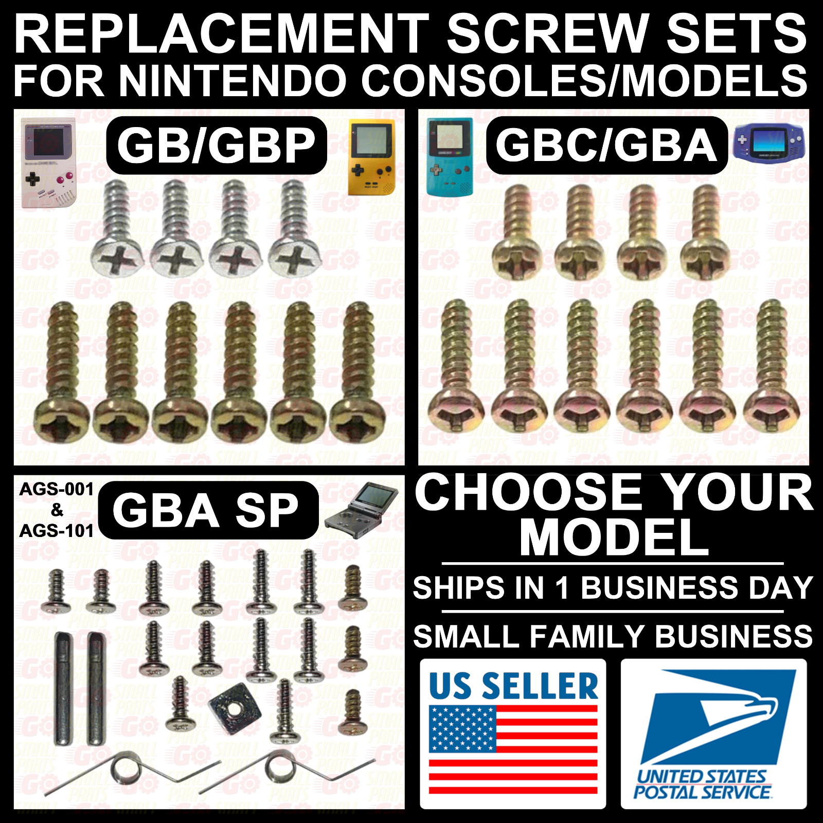 Screw Set for Nintendo Console Housing Game Boy/Color/Advance/GBA/SP/GB/GBP/GBC