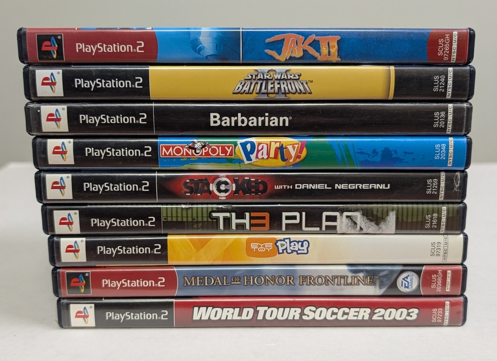 9 Lot PlayStation 2 PS2 Jak II Star Wars Barbarian Monopoly Party Artwork & Case