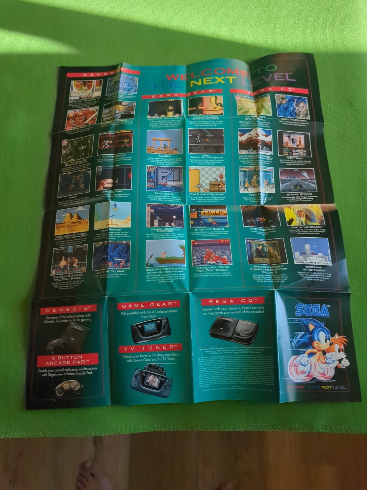 Jurassic Park Sega Genesis Welcome to the Next Level Poster Fold Out Insert 1992