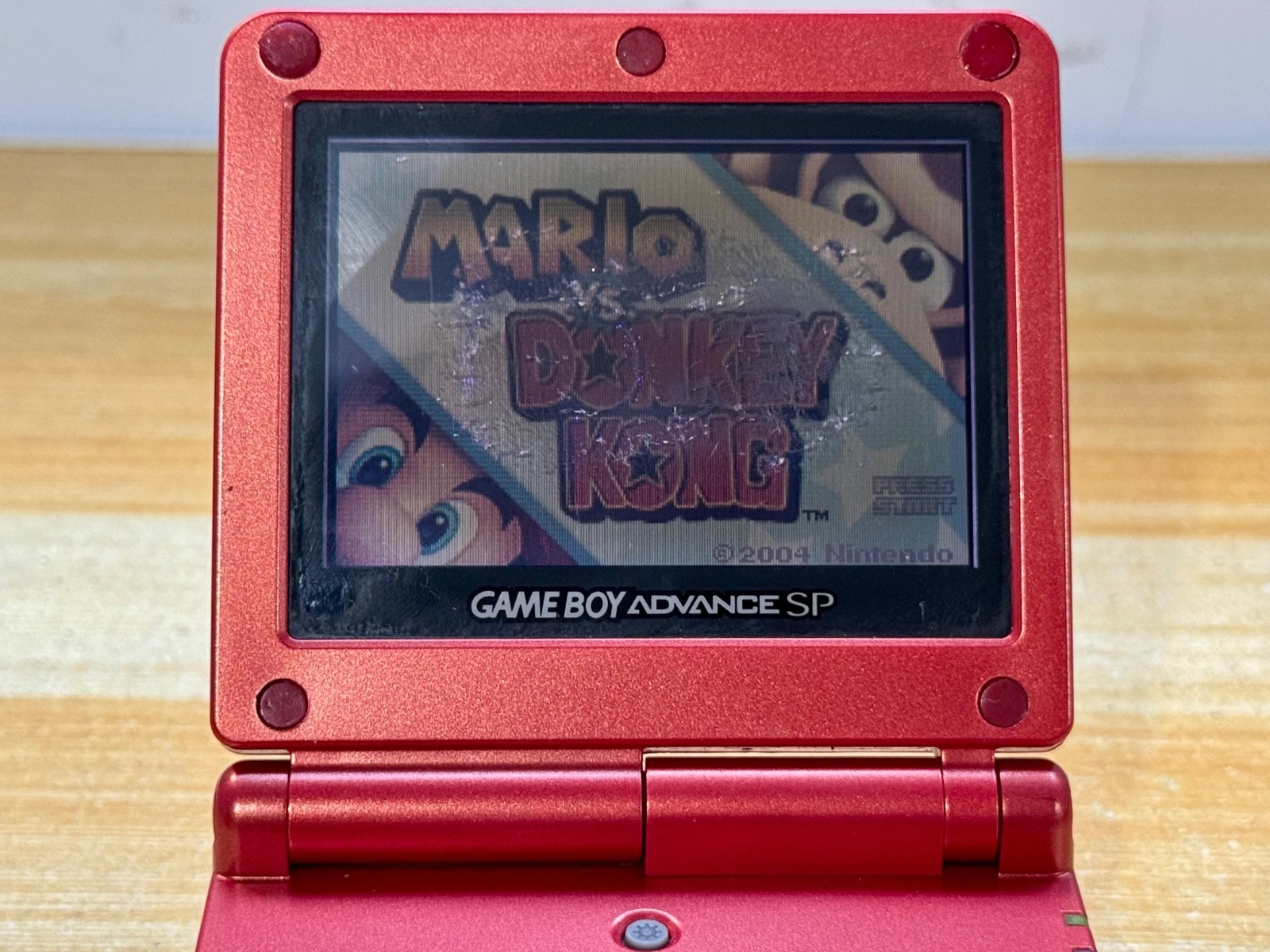 Nintendo Gameboy Advance SP AGS001 Flame Red Handheld w/ USB Cable & Battery