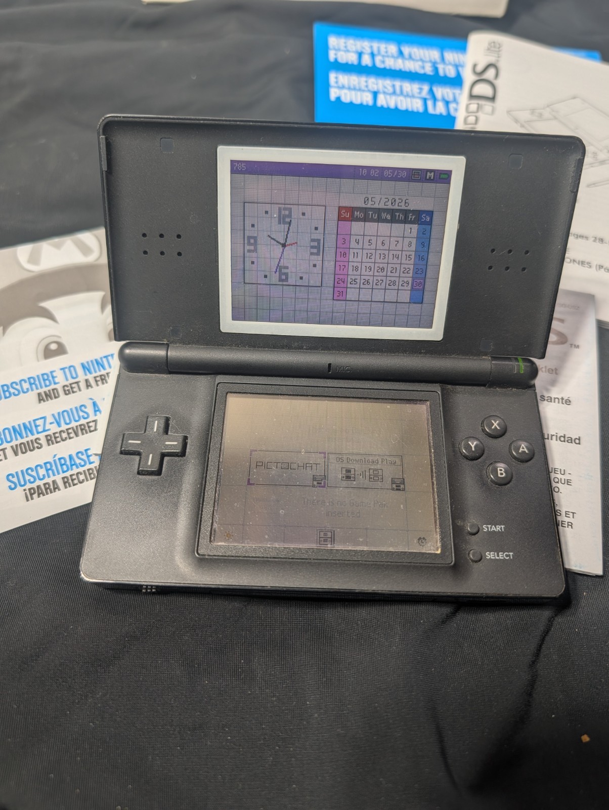 Nintendo DS Lite Onyx Black Handheld Console CIB Original Box Manuals