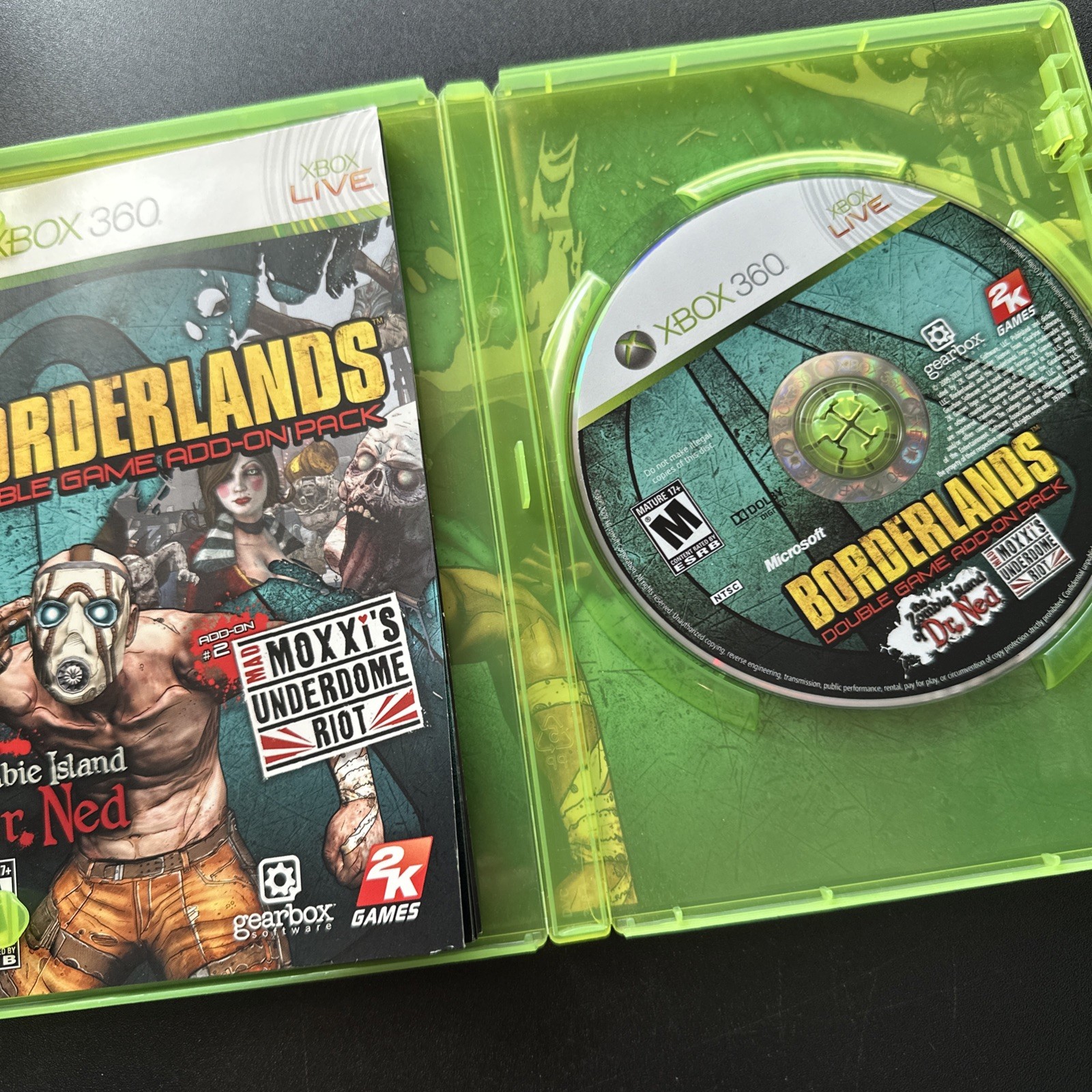 Borderlands Double Game Add-On Pack Zombie Island Ned Mad Moxxi’s Riot CIB Works