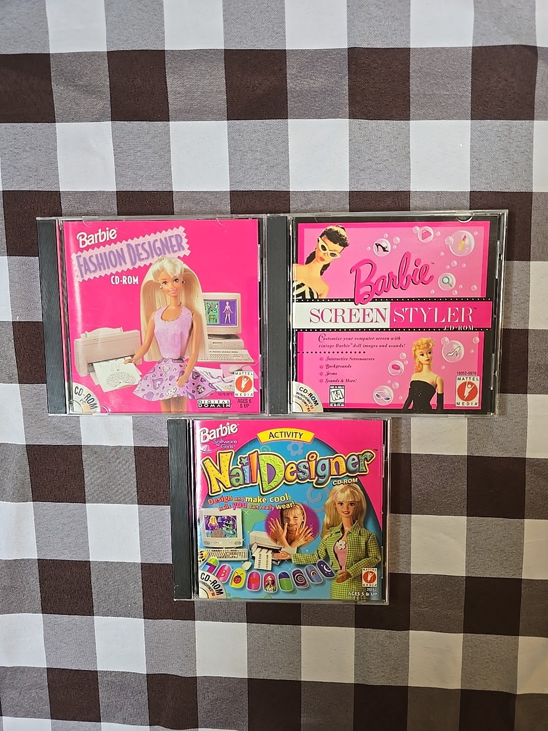 Barbie CD-ROM PC Games Lot Of 3: Fashion Designer, Screen Styler, Nail Designer