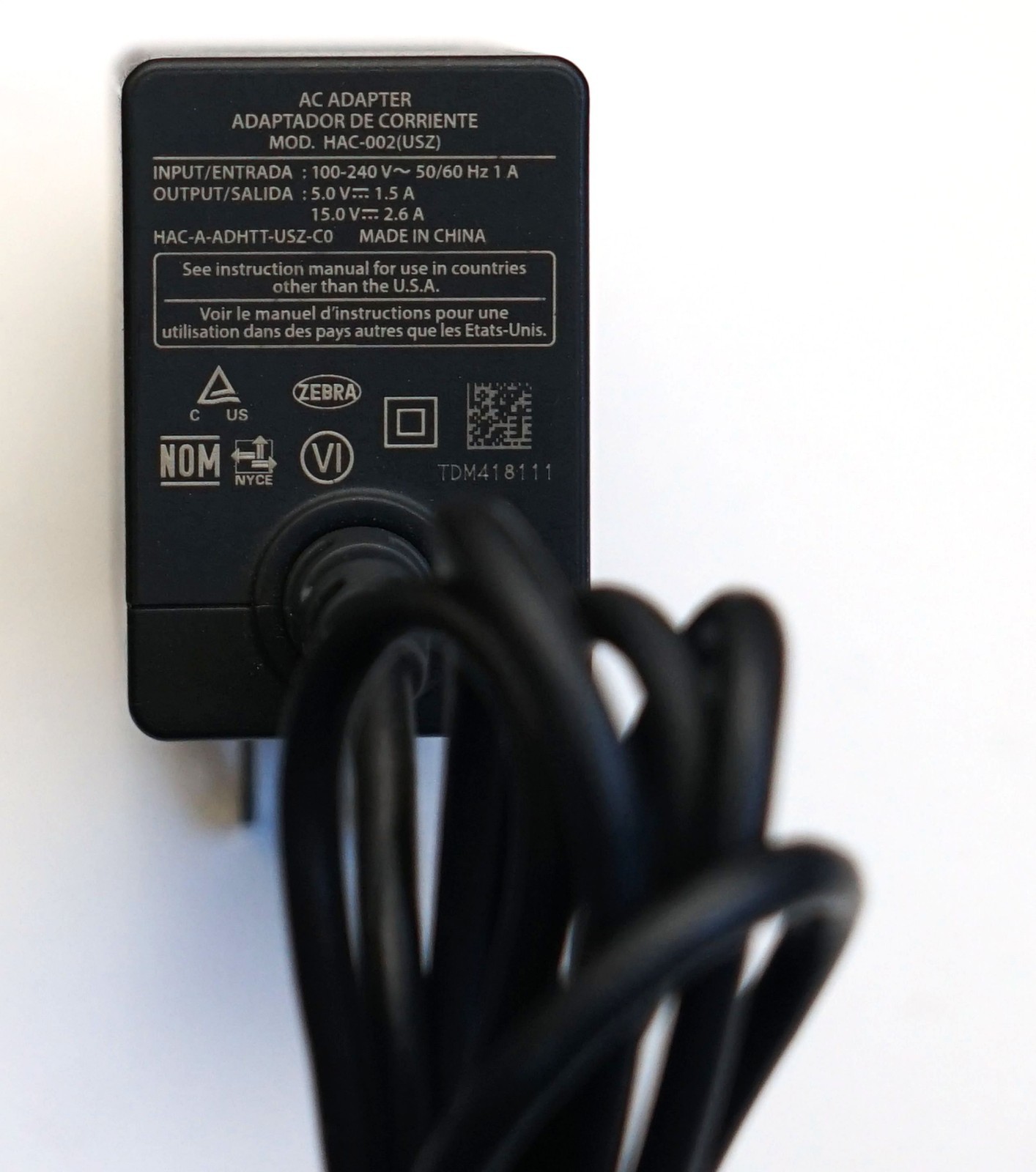 Nintendo AC Adapter Charger for Nintendo Switch HAC-002 USZ