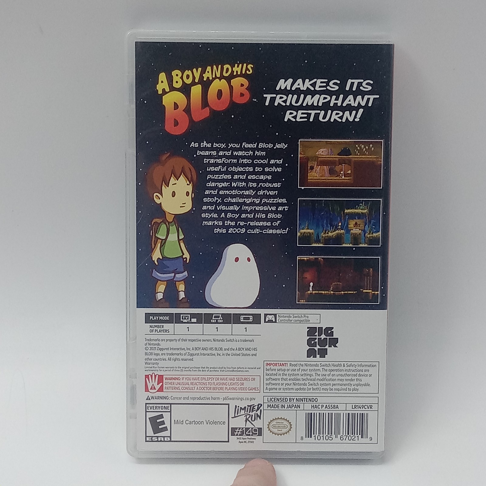 Nintendo Switch A Boy and His Blob Limited Run Case Manual & Card Only No Game