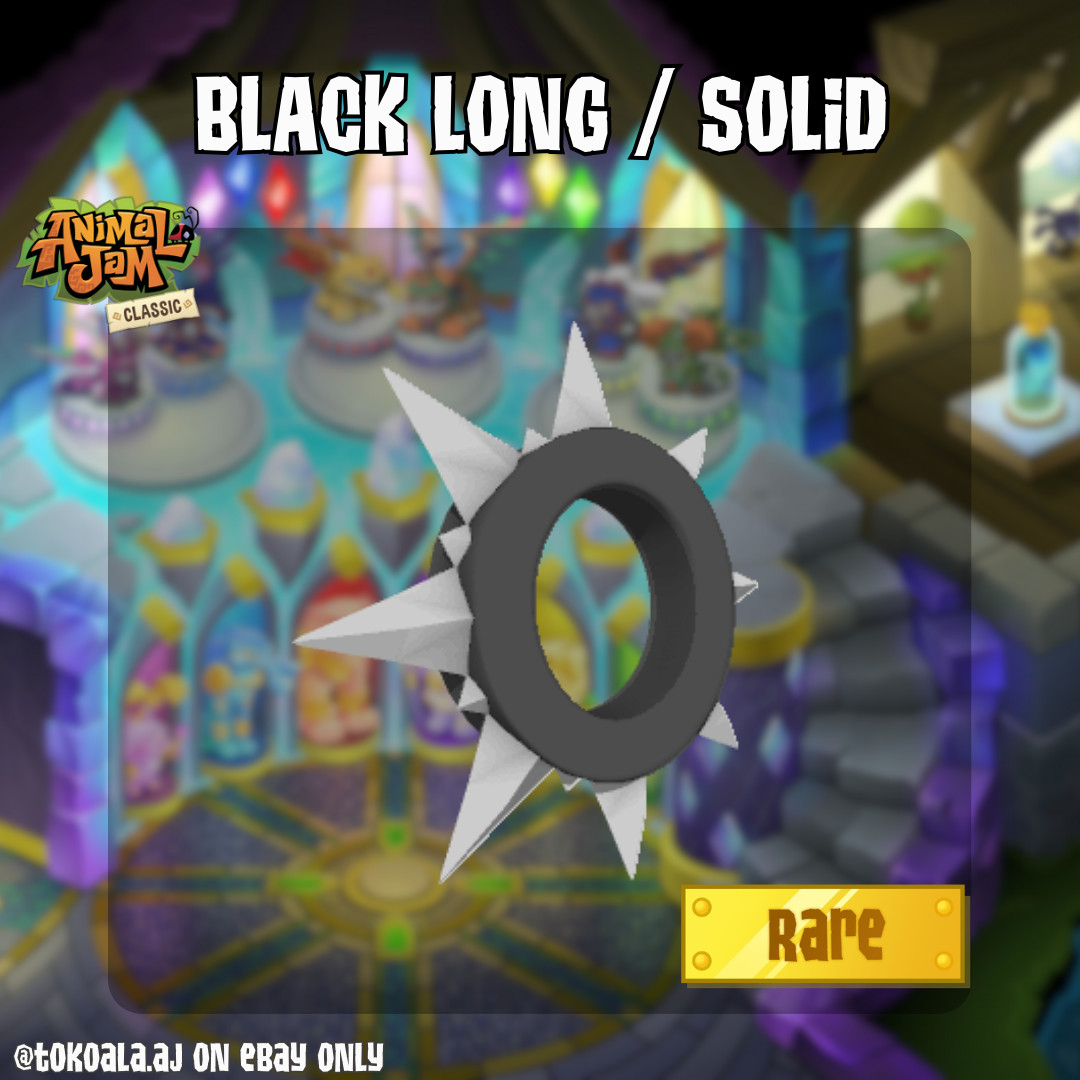 Animal Jam Classic AJC Rare Black Long Spiked Collar / Solid (READ DESCRIPTION)