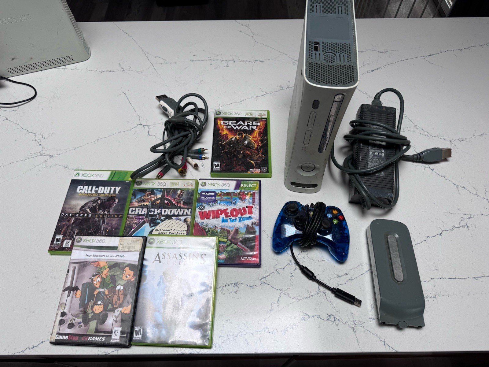 Xbox 360 Console Bundle 120GB HDD 6 Games 2 Controller Tested Works