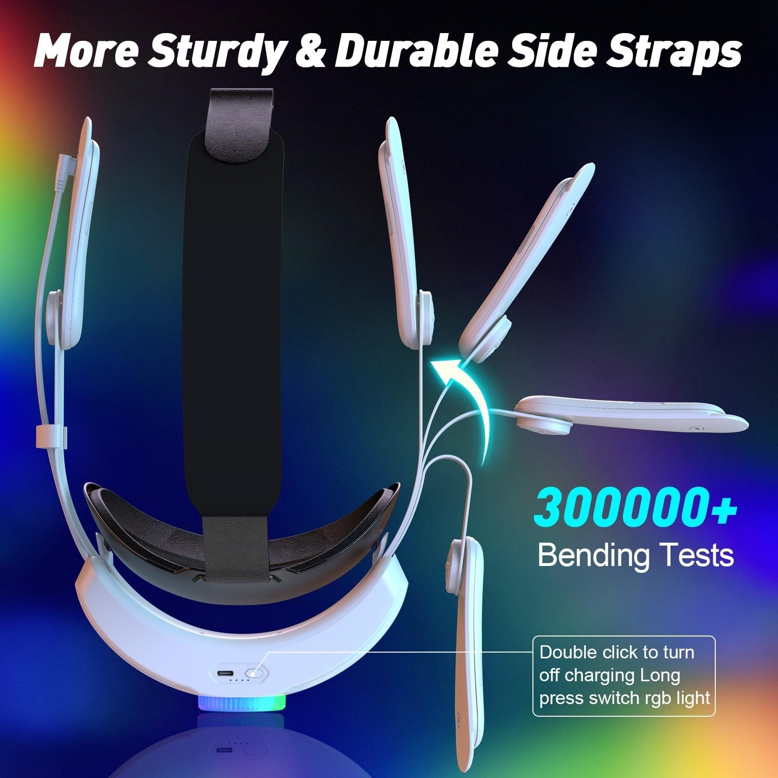 BROKELIT RGB Head Strap with 12000mAh Battery for Meta Quest 3