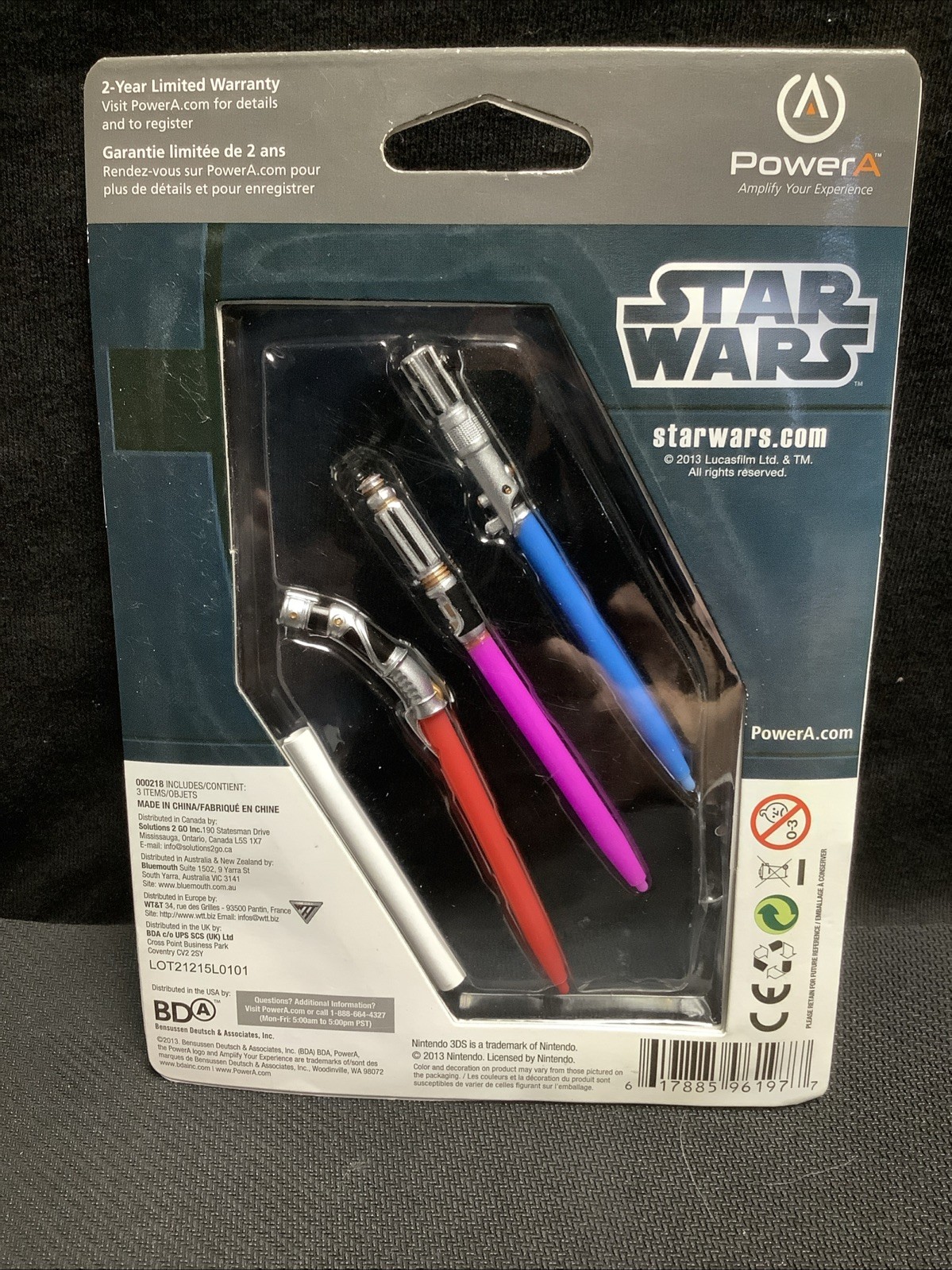 Star Wars Nintendo 3DS Lightsaber Stylus 3 Pack – Red Purple Blue
