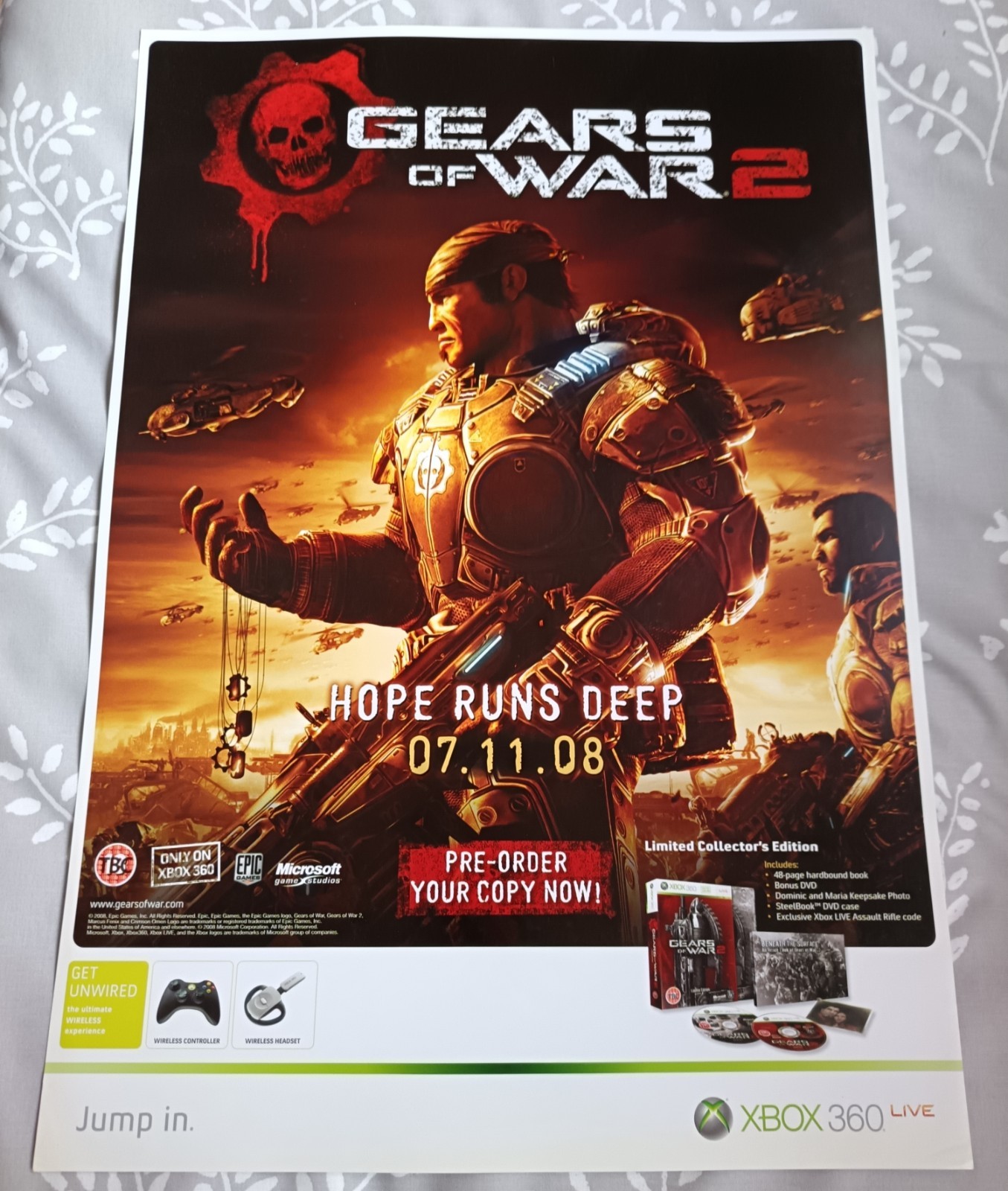 Gears of War 2 Marcus Fenix (Vintage, 2008) XBox 360 Game Poster (RARE)
