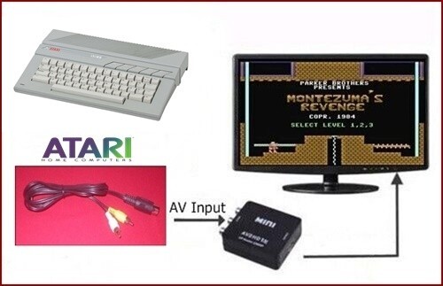 6Ft RCA AV Cable & TV Converter Adapter For the Atari 65XE 130XE Computer NEW