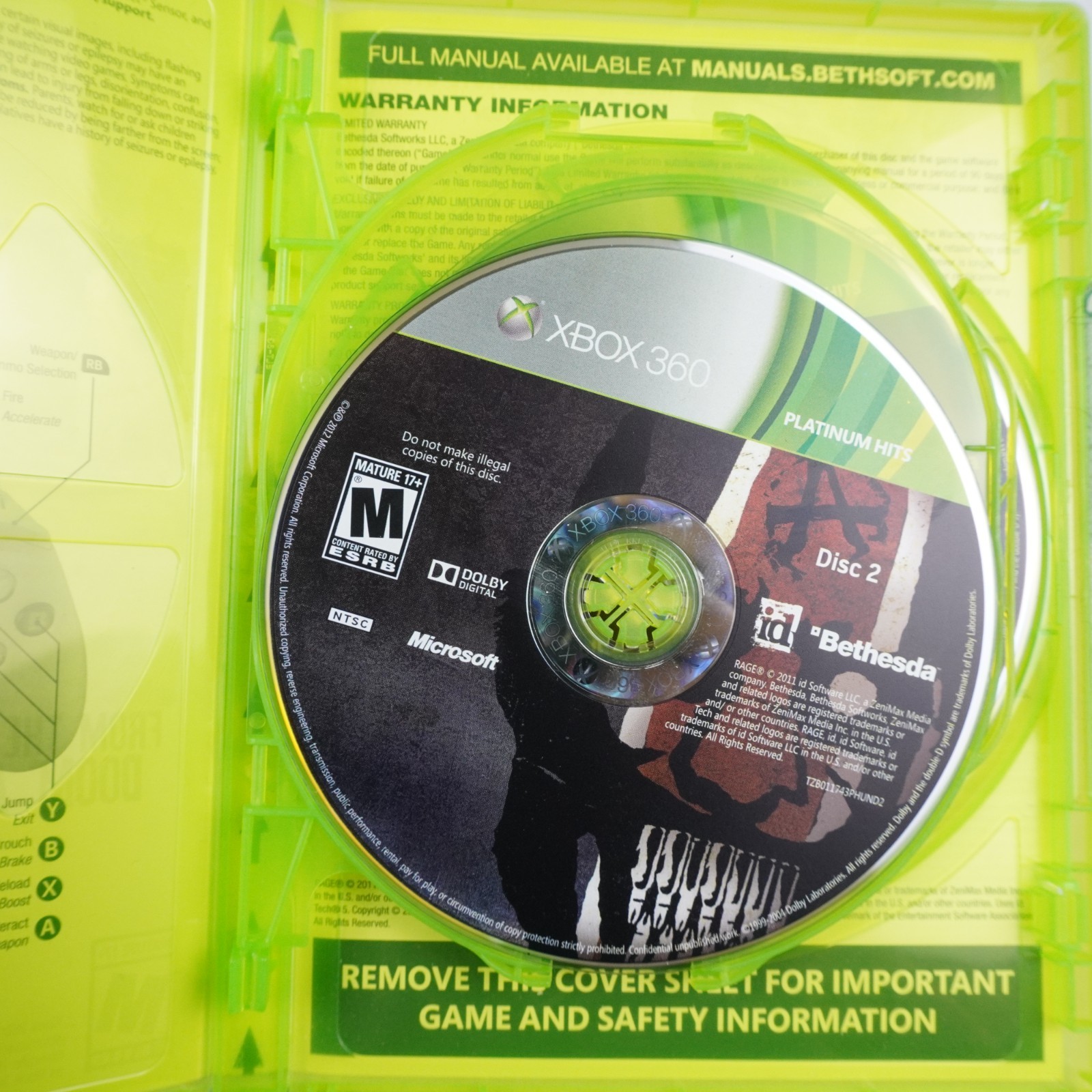 RAGE XBOX ONE & XBOX 360 CIB Tested
