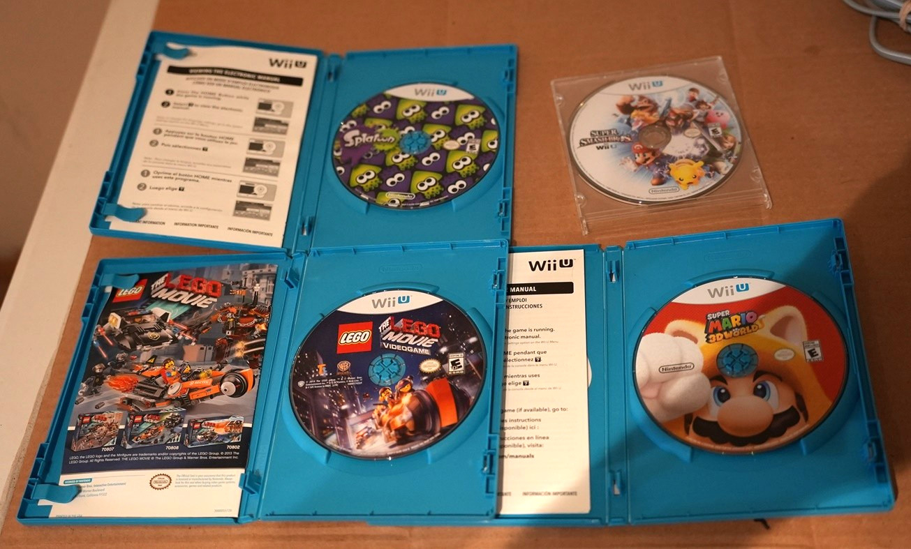 Nintendo Wii U Bundle +4 Games Splatoon Mario 3d World Smash Bros Bundle Console