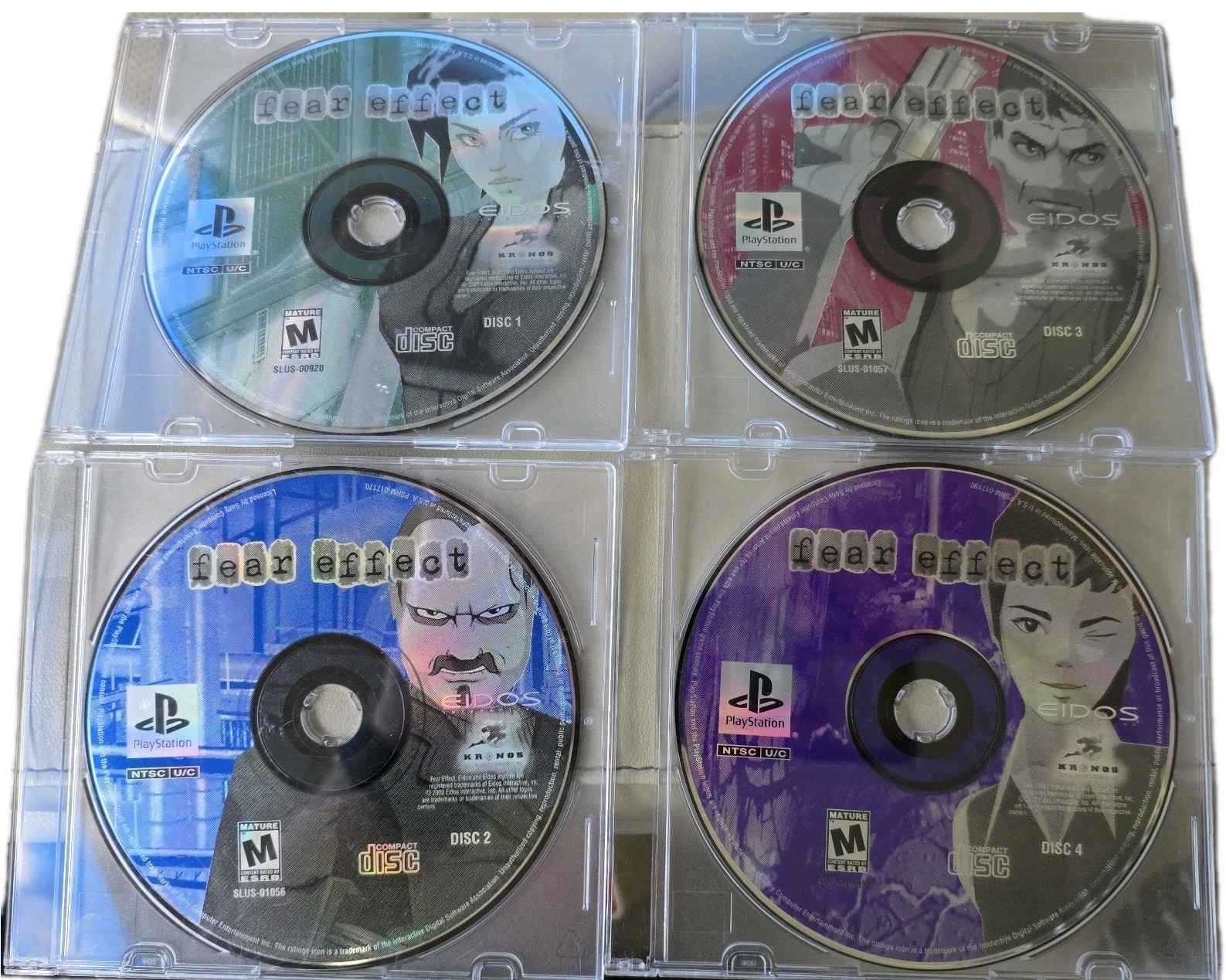 Fear Effect Sony PlayStation 1 2000 PS1 Discs Only 1 2 3 4 1-4