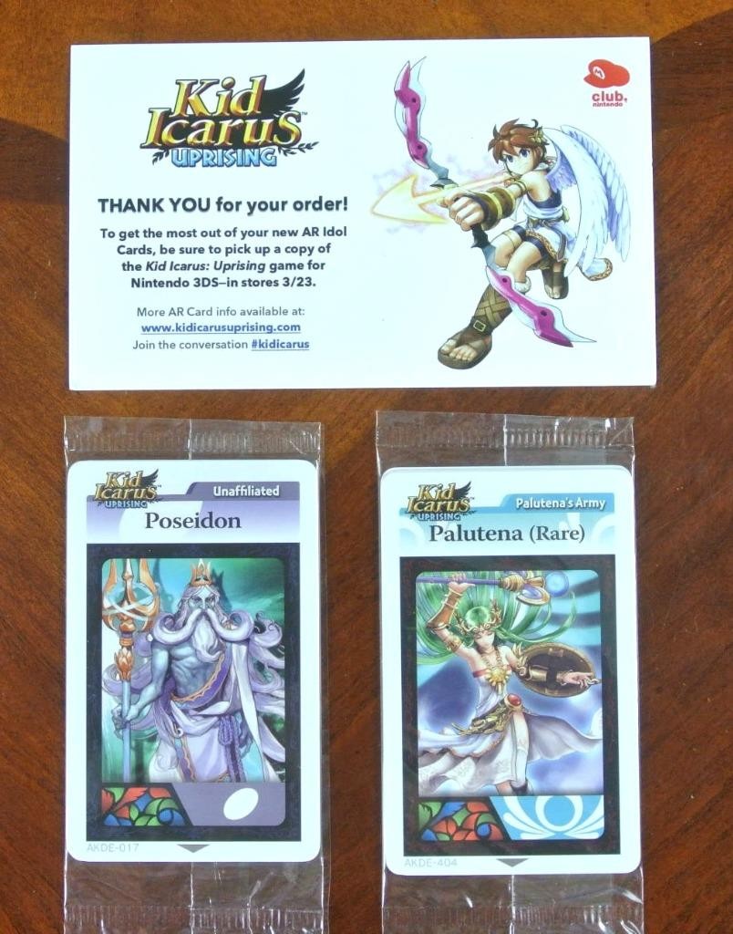 Nintendo Club Kid Icarus Uprising PROMO AR Cards 3DS