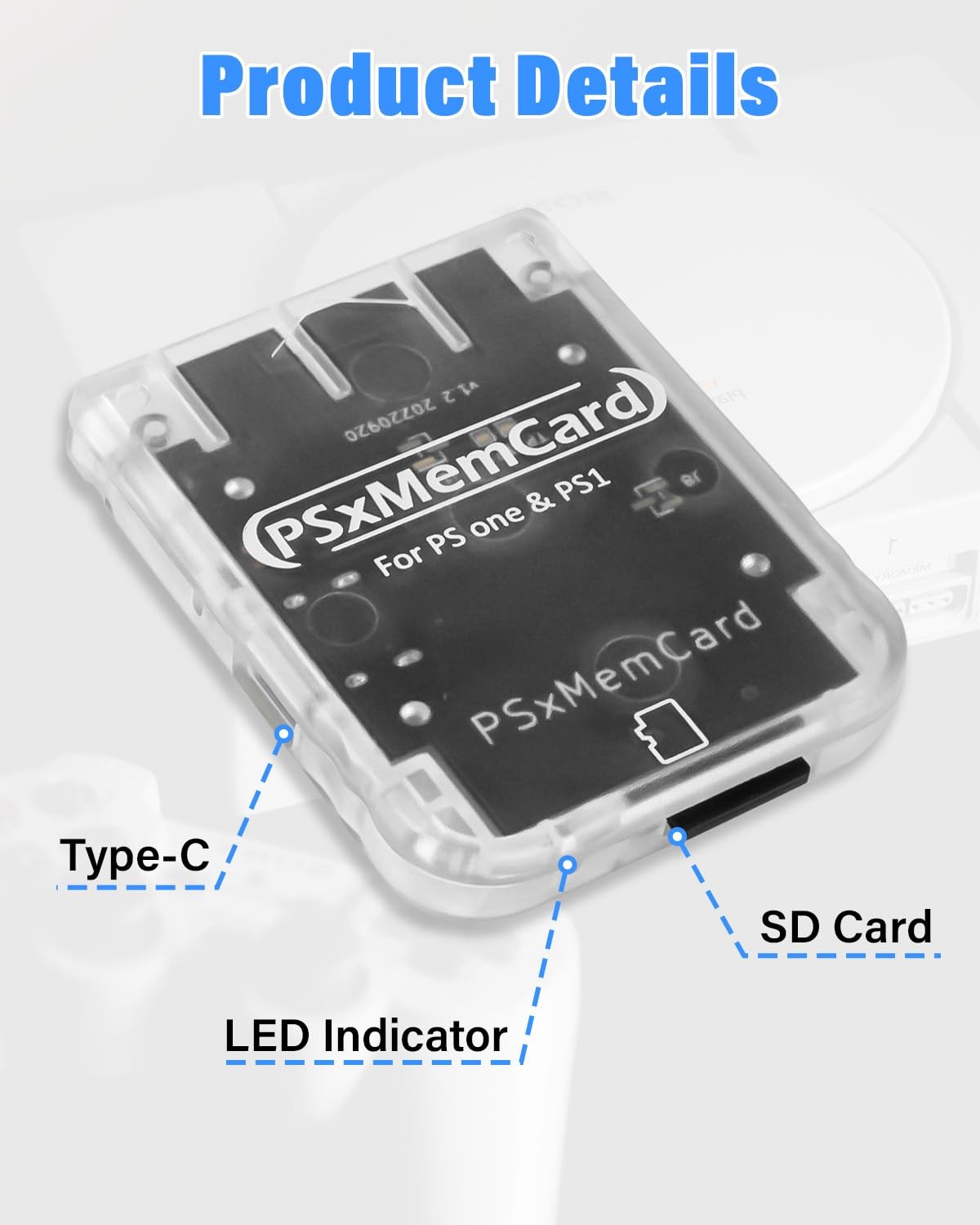 PS1 Memory Card with 512MB Micro SD Card, High Speed Game Memory Card for PS1…