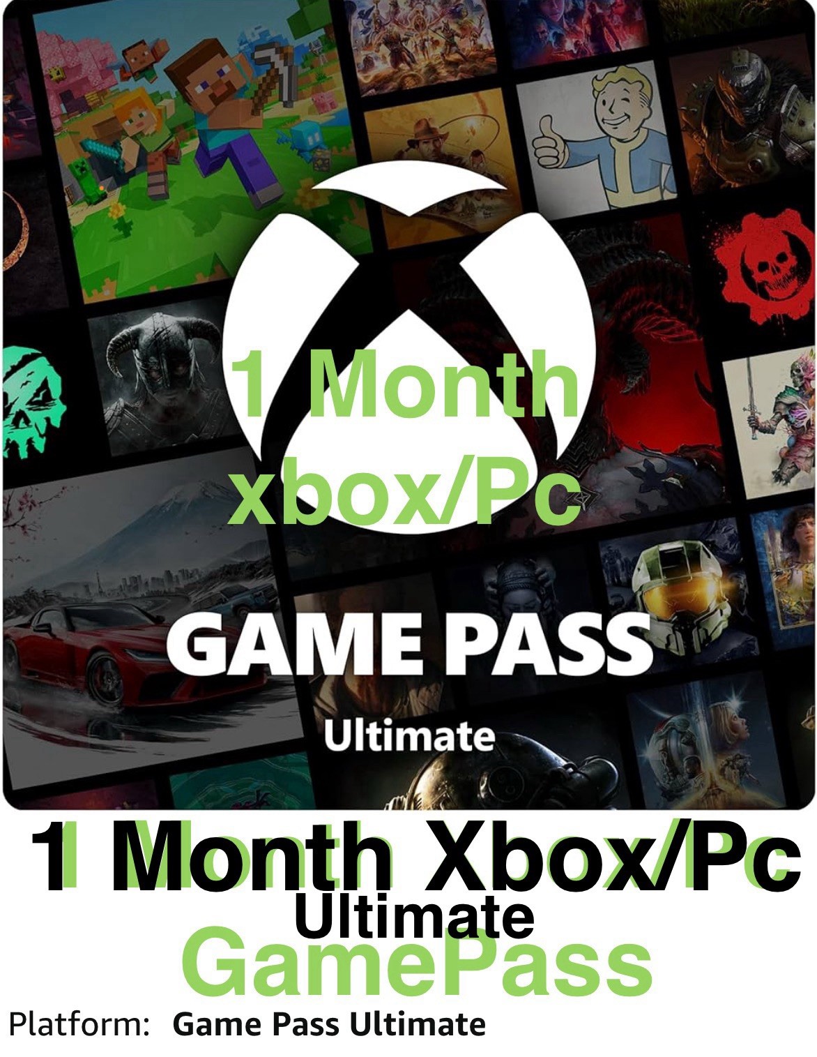 1 Month Xbox Game Pass Ultimate Xbx One/Xbox Series X|S/PC Digital Download Code