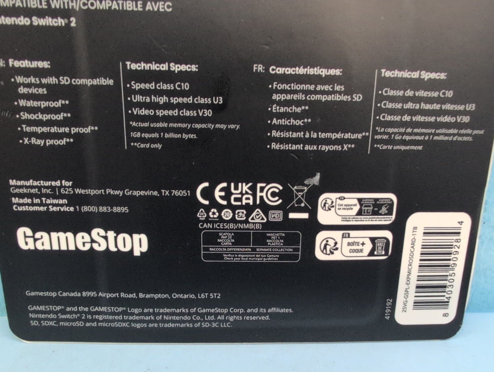 GameStop Express 1TB Micro SD Card for Nintendo Switch 2