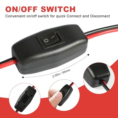 SAE Battery Charger Cable Wire Harness 10FT 16AWG – 1Pack Cigarette Lighter