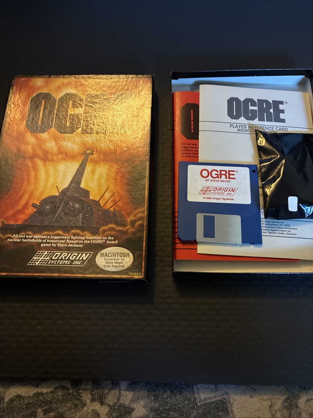 Ogre (1986) Macintosh – 100% COMPLETE – Rare Origin Badge & Sticker Sheet
