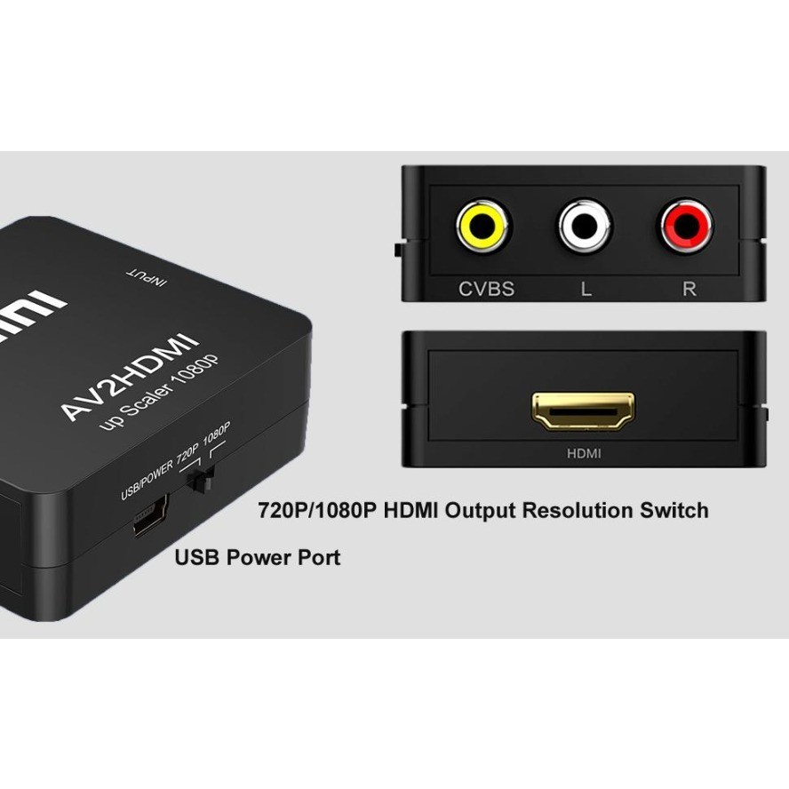 RCA AV to HDMI Converter 1080P Composite CVBS Adapter for Wii PS2 Xbox NES SNES
