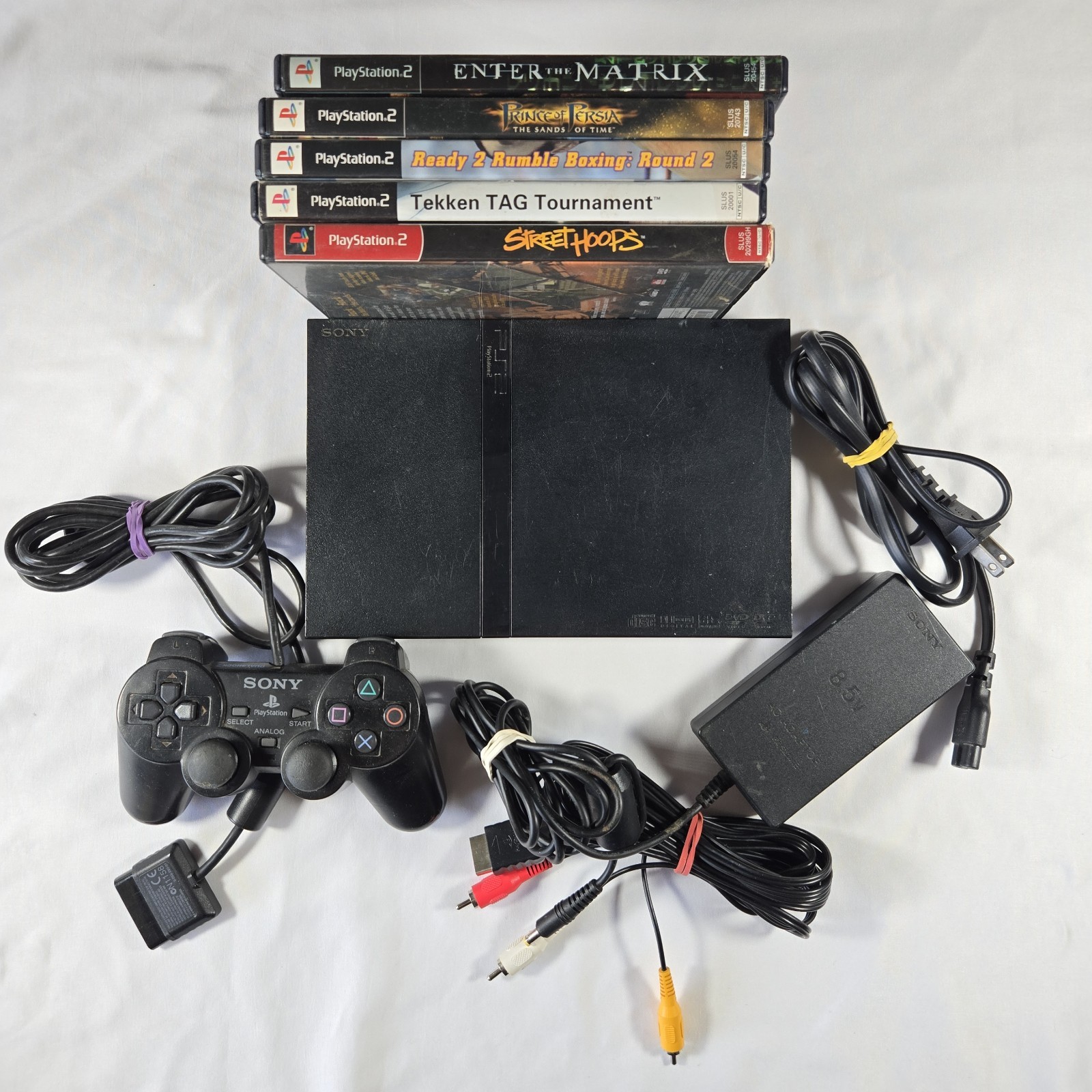 Sony PlayStation 2 Slim PS2 Black Console TESTED + Games Matrix Tekken Boxing