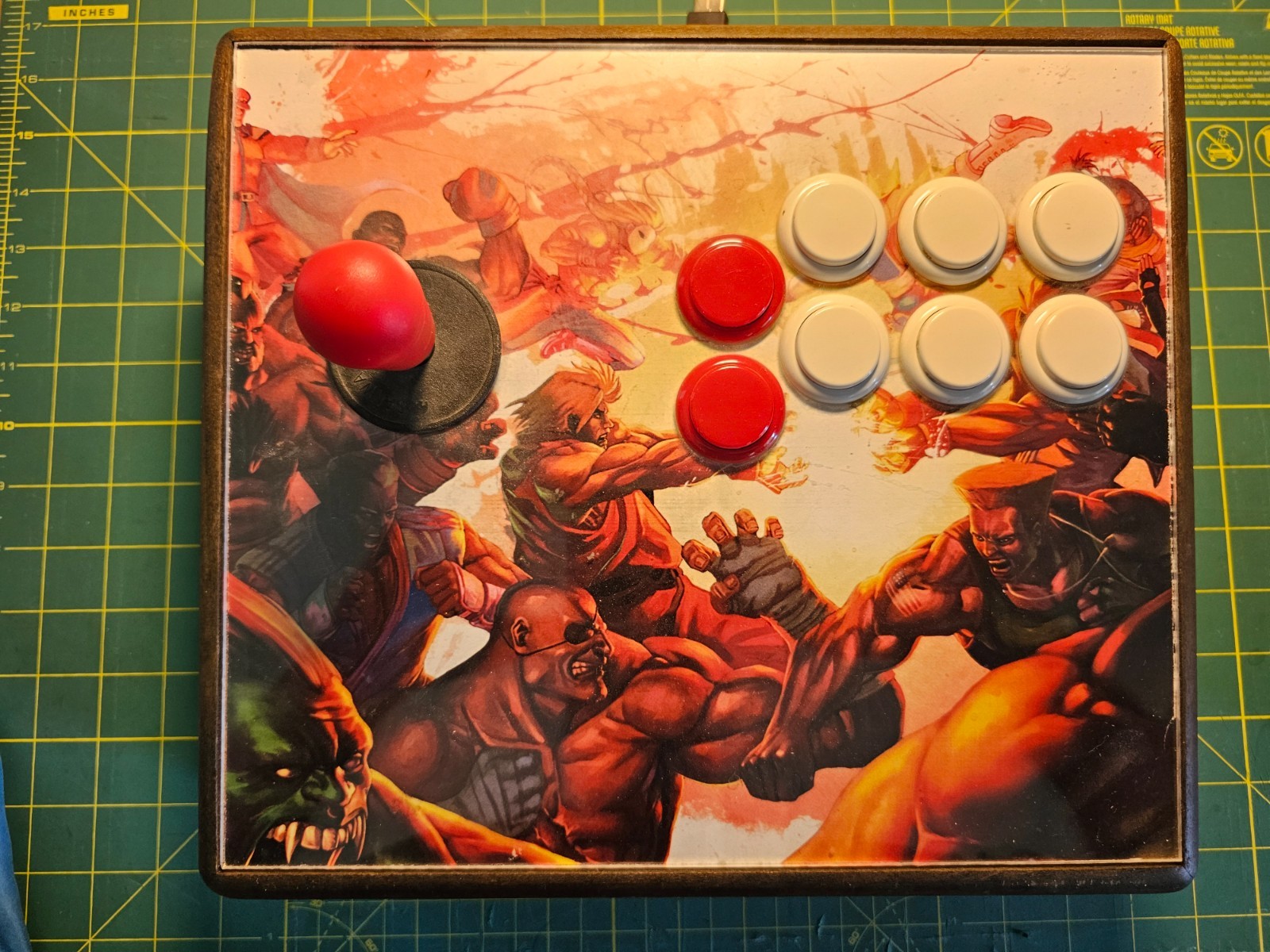 Custom Arcade Fight Stick Sanwa Axisdapter USB Wood Case