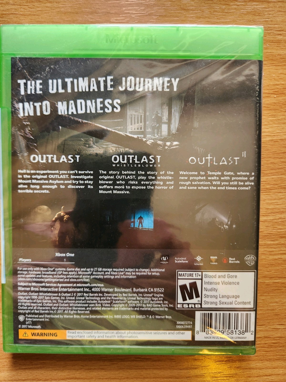 Outlast Trinity – Microsoft Xbox One, Brand New & Sealed! Horror Collection