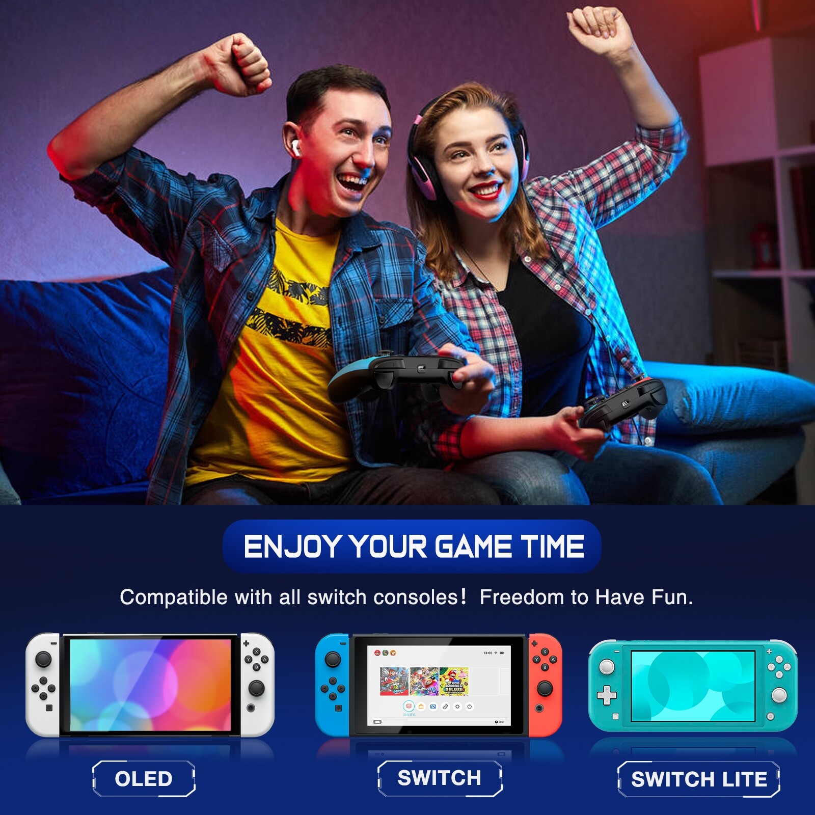 2PCS Wireless Switch Controller for Nintendo Switch/Lite/OLED Pro Controller NS