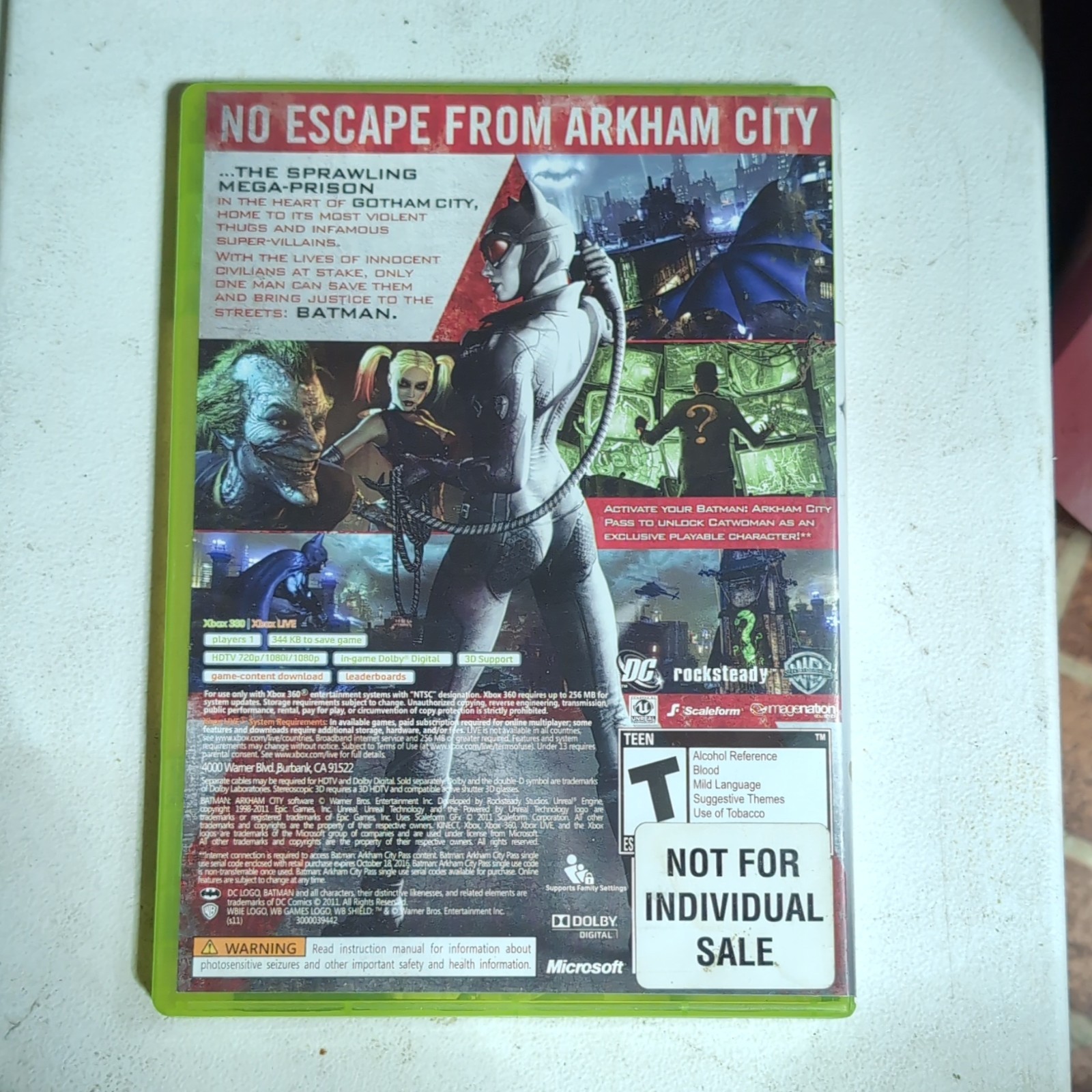 Warner Bros. Batman: Arkham City Xbox 360 Action Adventure 2011 T NTSC-U/C