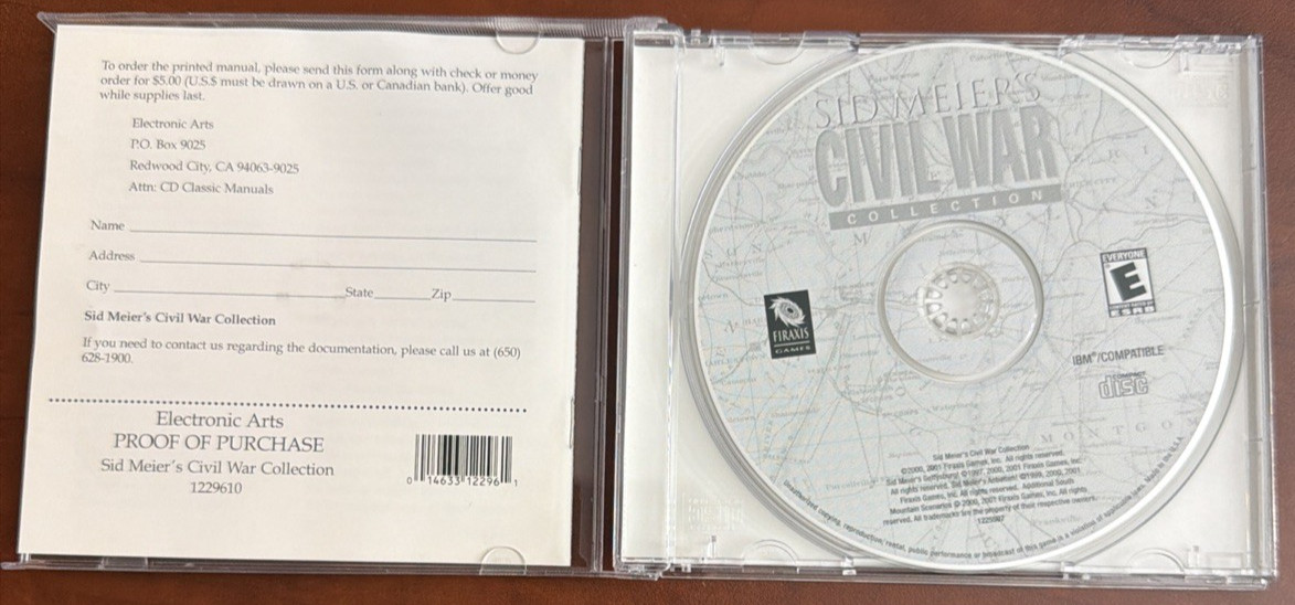 Sid Meier’s Civil War Collection PC CD ROM Complete Gettysburg Antietam EA