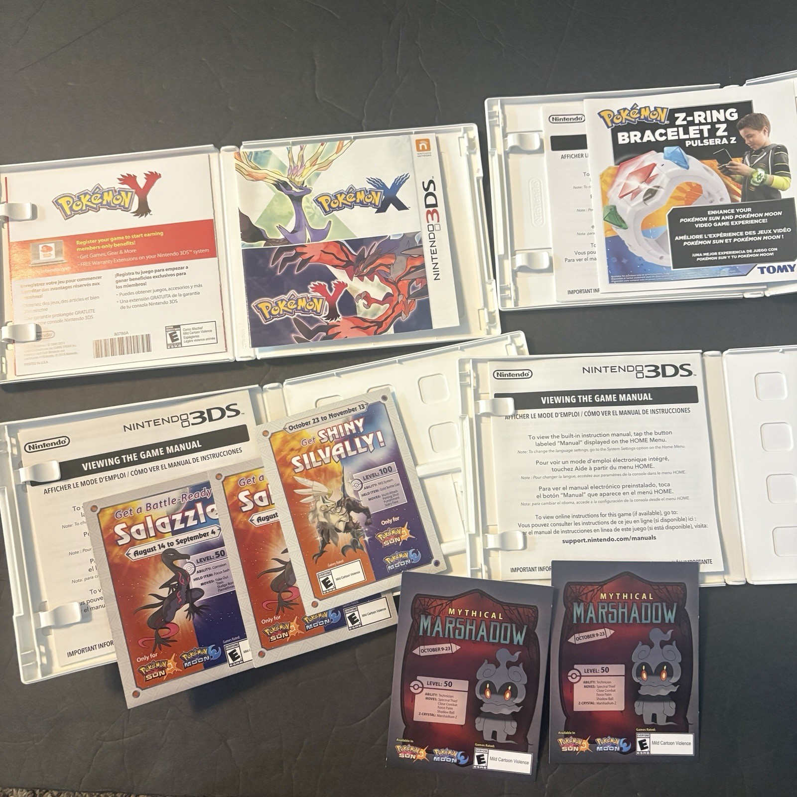 NO GAME Pokemon 4 Case Only Lot Ultra Moon Y Pikachu Nintendo 3DS Card Expired