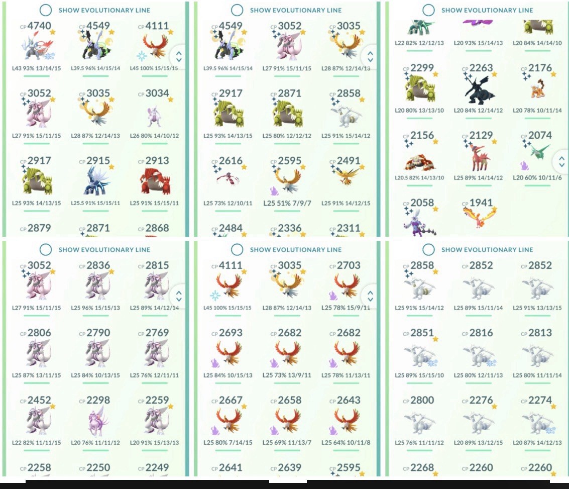 PokeAccGo Lvl 50 | 232 Legendaries | 20 Shiny Legends | 34 Hundos | 2 Shundos