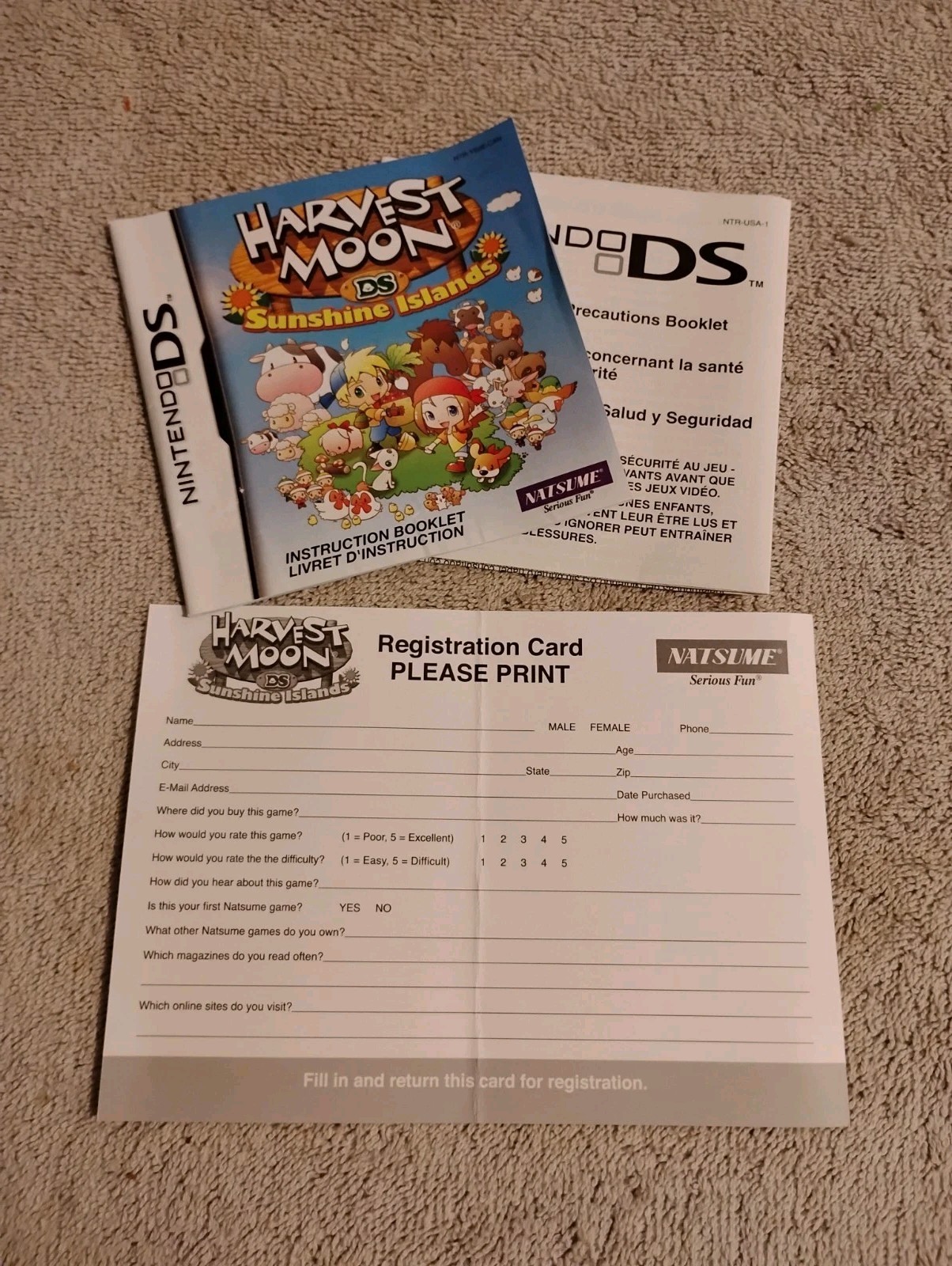 Harvest Moon DS: Sunshine Islands (Nintendo DS, 2009) Complete W/ Reg Card CIB