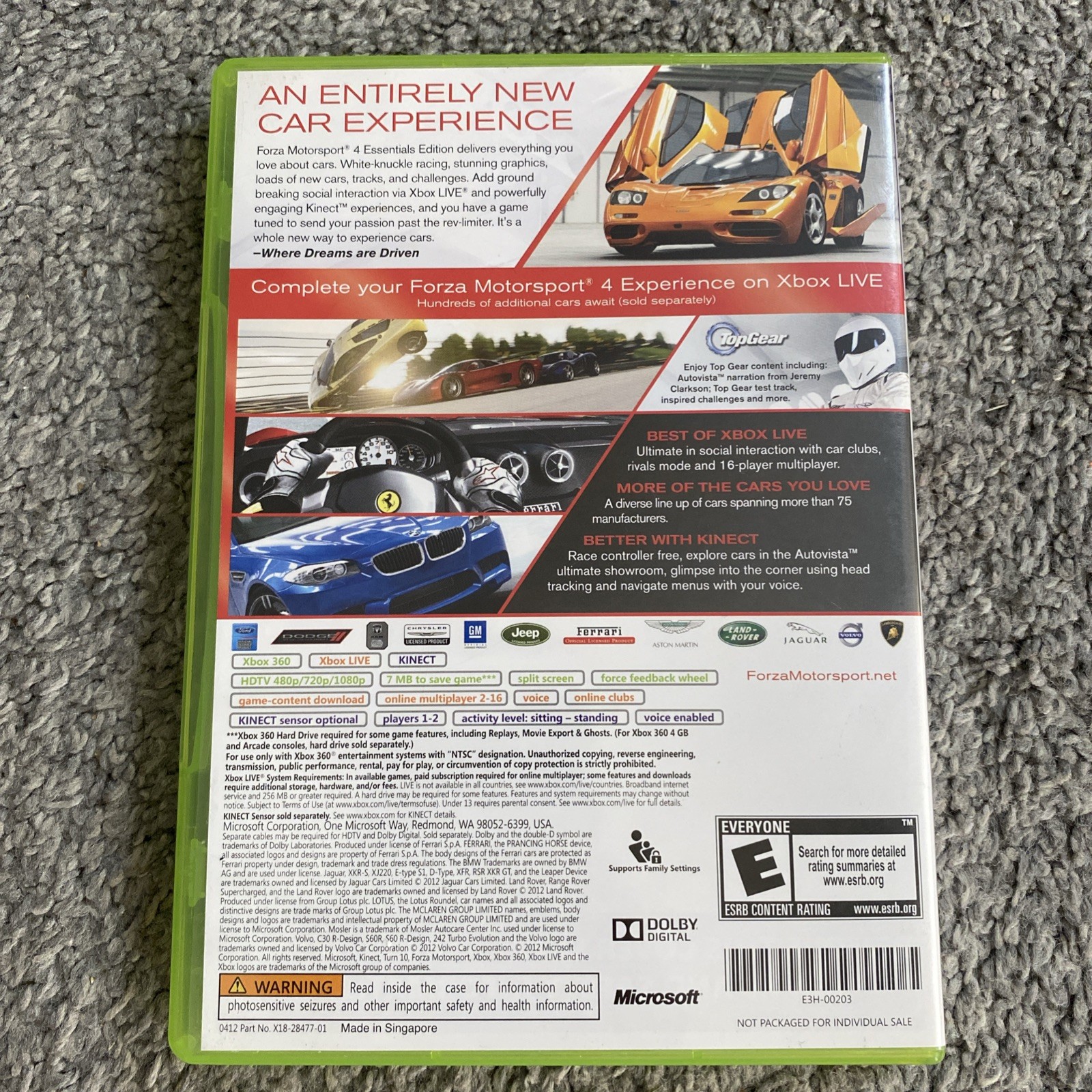 Forza Motorsport 4 Microsoft Xbox 360 Essentials Edition Complete CIB