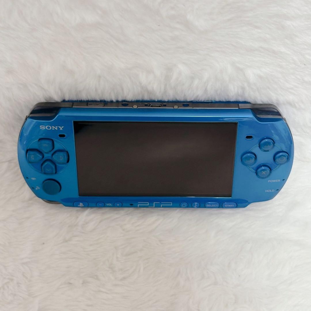 PSP-3000 Vibrant Blue Console Tested w/ AC Adapter Memory Stick Japan Import